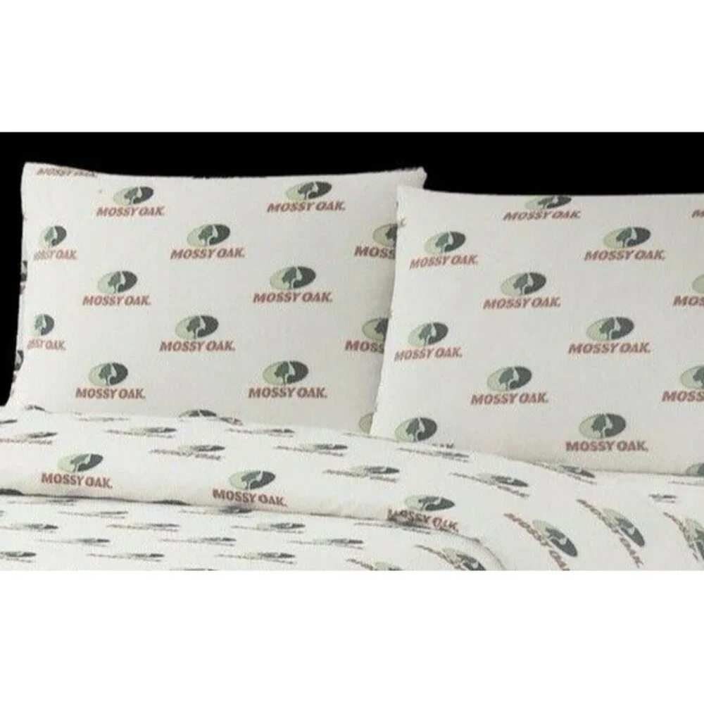 Mossy Oak Logo Pillowcases Standard Queen Cabin Hunting 20x30 Camp Set Of 2